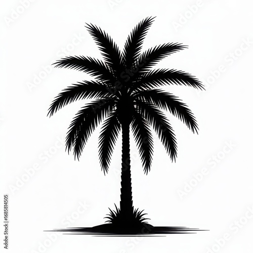 Vector art of a striking silhouette of a palm tree isolated on white background