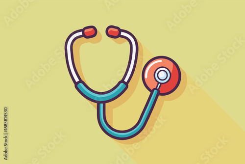 Stethoscope on a soft yellow background illustrating medical care and health monitoring