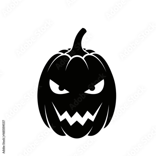 Vector art of scary halloween pumpkin jack o lantern with evil face