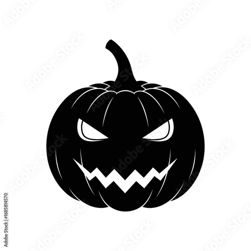 Vector art of scary halloween pumpkin jack o lantern with evil face