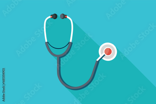 Stethoscope resting on a bright blue background showcasing medical equipment usage