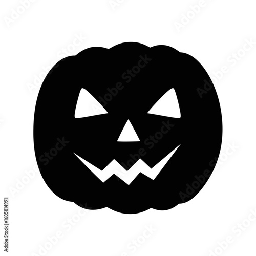 Vector art of black halloween pumpkin jack o lantern with scary face for autumn holiday and october celebration