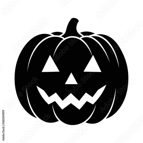 Vector art of black halloween pumpkin jack o lantern with scary face for autumn holiday and october celebration