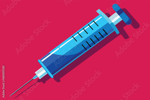 Medical syringe on a pink background showcasing its design and functionality