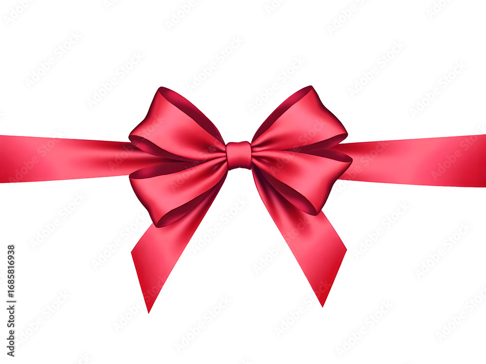 Fototapeta premium Vibrant red ribbon bow and horizontal ribbon on a transparent background, perfect for holiday and gift wrapping designs