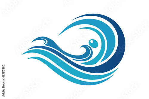 Stylized ocean wave symbolizing energy and tranquility in vibrant blue tones