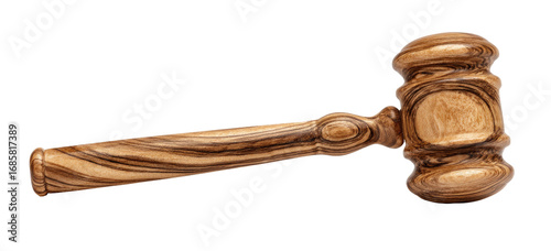 Wooden gavel, light brown with intricate wood grain