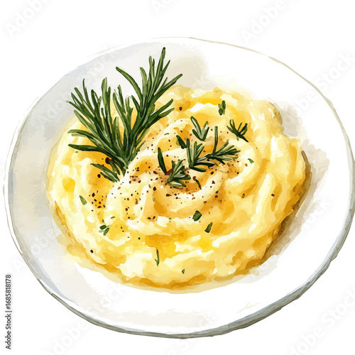 Risotto, watercolor painting vector, isolated on a white background.