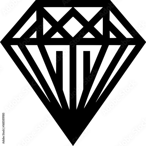 Black Diamond Icon: A minimalist icon of a black diamond, reflecting themes of luxury, elegance, and high value, rendered in a clean, modern style.