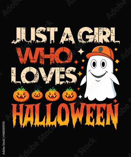 Cute ghost and pumpkins halloween graphic design