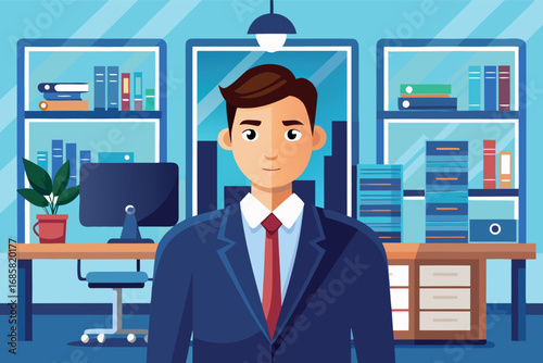 Professional man in a modern office setting during daytime