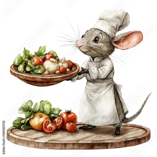 Ratatouille, watercolor drawing vector, isolated on a white background.