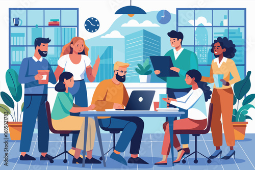 Team collaboration in a modern office space during a brainstorming session
