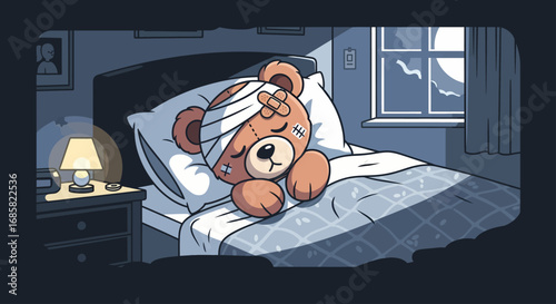 Teddy Bear's Bad Day A Nighttime Scene