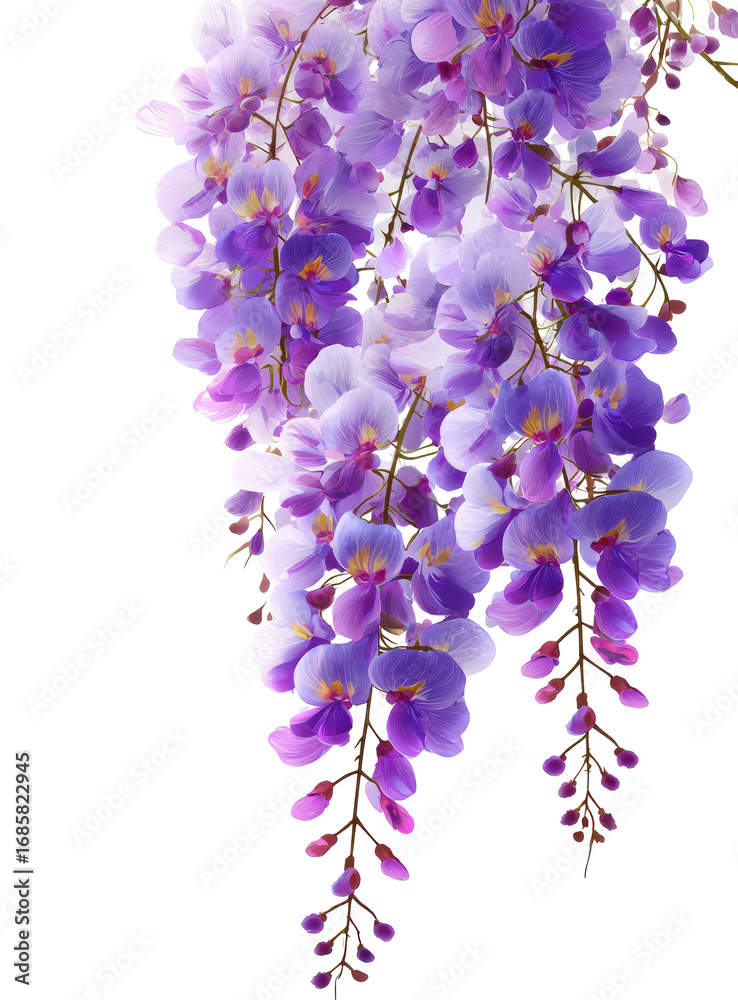 Obraz premium Purple wisteria cascade against black (1)
