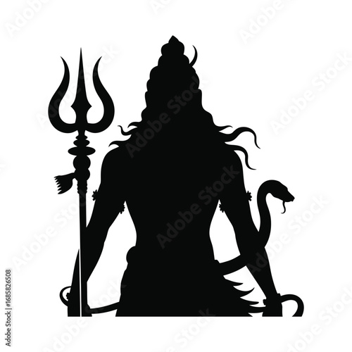 Black vector silhouette Lord Shiva, Hindu God