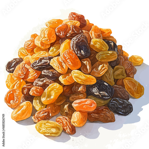 watercolor of Raisin, vector, isolated on a white background.