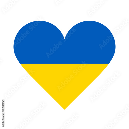 Ukraine flag heart icon. Country love symbol