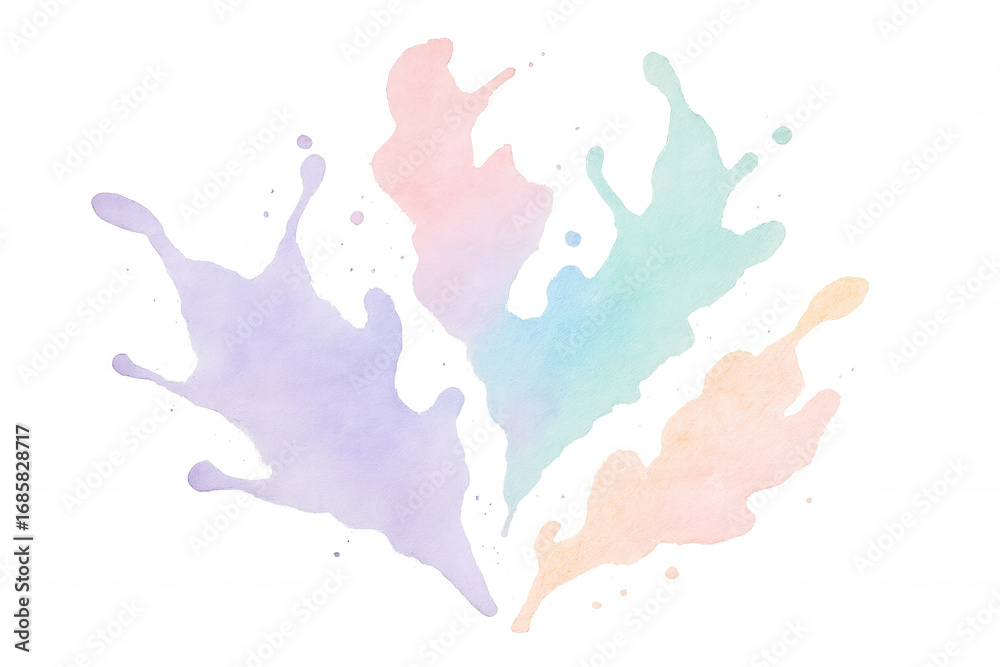 Obraz premium Vibrant watercolor splashes bursting dynamically, generating fluid abstract forms against translucent backdrop