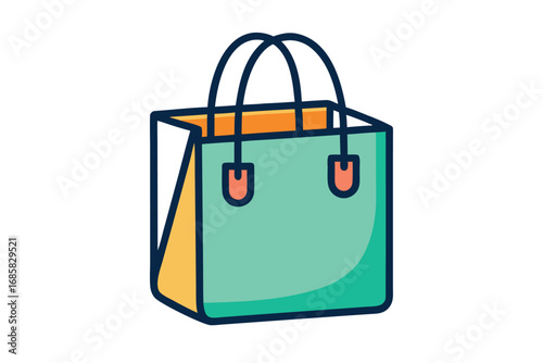 Shopping bag design featuring vibrant colors and simple lines for everyday use