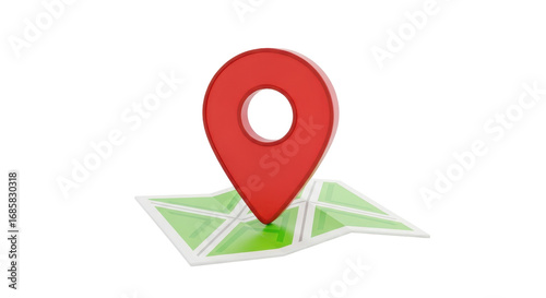 Принти на полотні Isolated location pin on a map icon indicates destination or marker with route