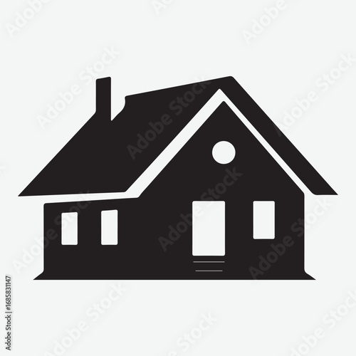 House Simple Black Design Decoration, House Graphic Isolated Silhouette Flat Black Vector Design