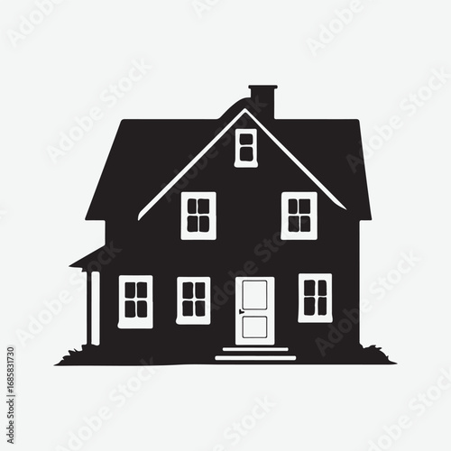 House Simple Black Design Decoration, House Graphic Isolated Silhouette Flat Black Vector Design
