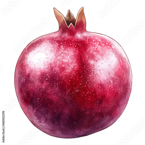 Pomegranate, watercolor clipart vector, isolated on a white background.