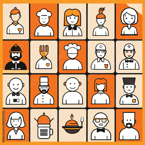 Collection of twenty four clean and modern minimalist icons for diverse design applications