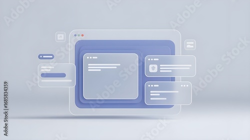 Minimal 3D workflow widgets on seamless background