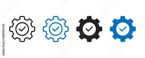 Easy Installation icon vector. Gear and check mark symbol. Quick settings icon. Vector illustration
