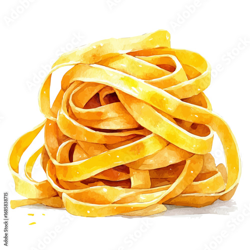 watercolor vector of Pasta, isolated on a white background.