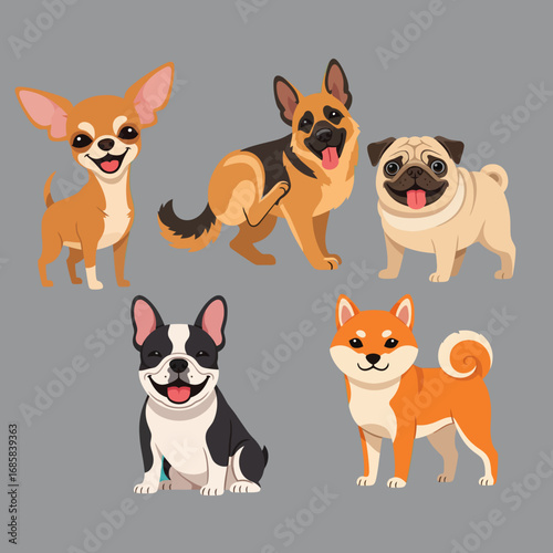 set of dogs cartoon 