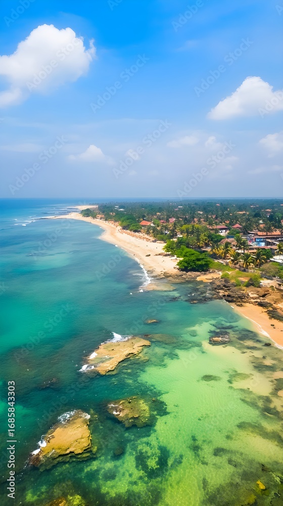 Obraz premium Aerial View of a Tropical Beach and Turquoise Ocean