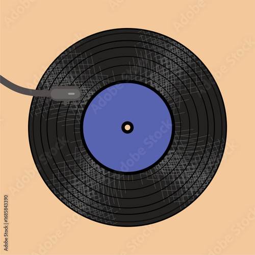  Vinyl disk retro player style illustration vector art decor design 70s, 80s, 90s music pattern