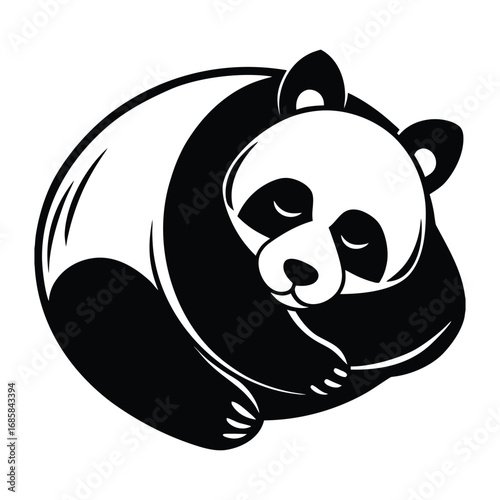 Adorable sleeping giant panda curled up peaceful wildlife animal art