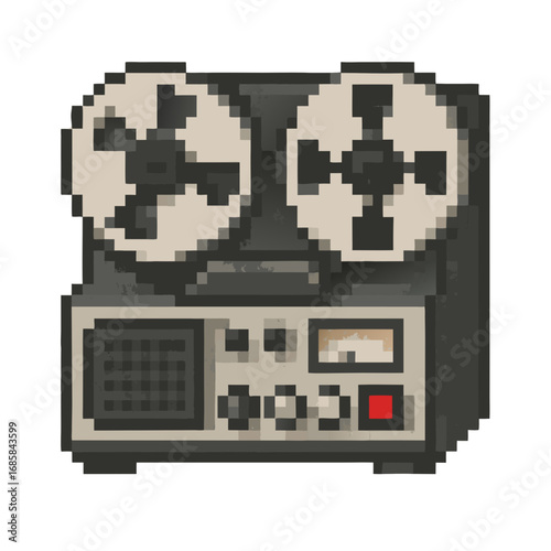 Reel to reel tape recorder, pixel art