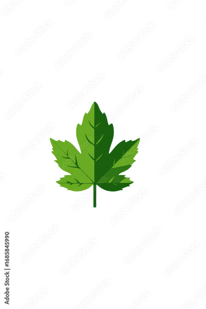 Fototapeta premium Green stylized maple leaf graphic