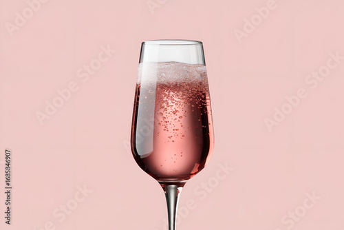 pink champagne in glass