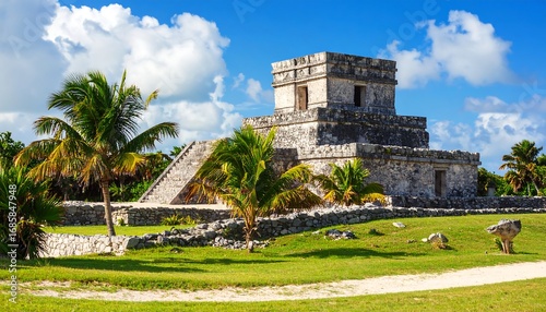 Mayan Ruins Under Sunny Sky