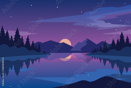 A stunning night landscape of snow-capped mountains and clouds under a moonlit sky
