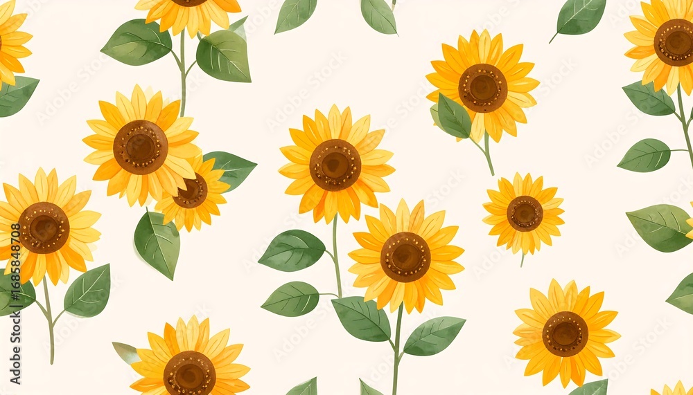 Obraz premium Delicate sunflower pattern on white