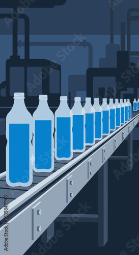 Factory Conveyor Belt with Bottled Water