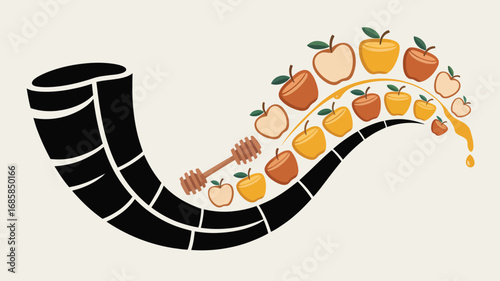 Rosh hashanah jewish new year apples honey shofar holiday celebration tradition
