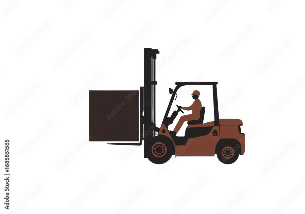 Fototapeta premium Forklift Silhouette Illustration – Industrial Machinery in Operation for Logistics, Warehousing, and Safety Training
