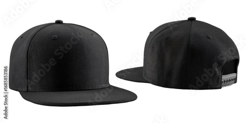 Two views of a plain black baseball cap (1)