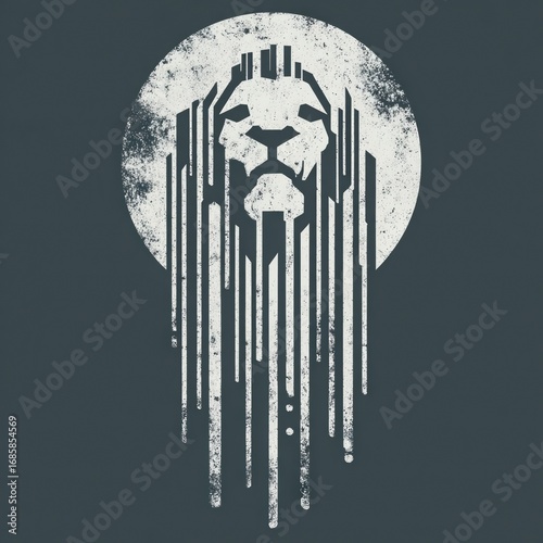 A stylized illustration of a lion's face with a dripping mane. This image represents the strength and majesty of the king of the jungle.