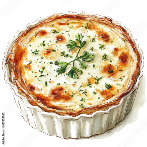 Macaroni And Cheese, watercolor vector, isolated on a white background.