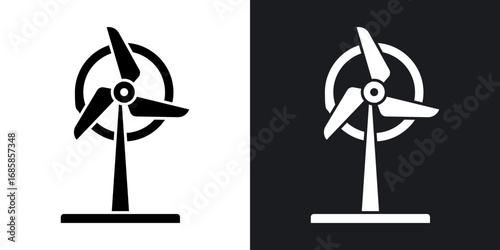 Wind turbine icons vectors in solid black and white style