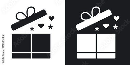 Wedding Gift icons vectors in solid black and white style
